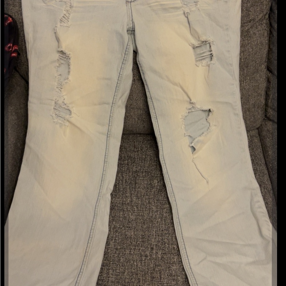 Amethyst Jeans Light Gray Distressed Boyfriend Jeans